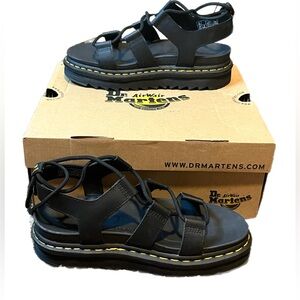 EUC Dr Martens Black Leather Gladiator Sandals Size 8